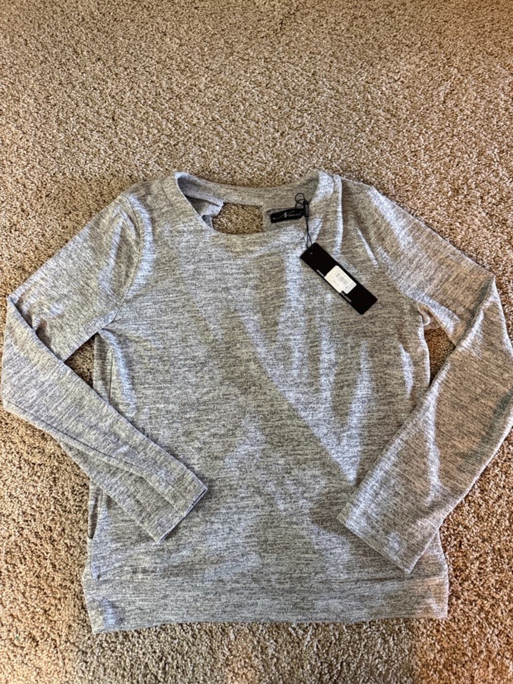 Vanity Gray Long Sleeve Scoop Neck Top